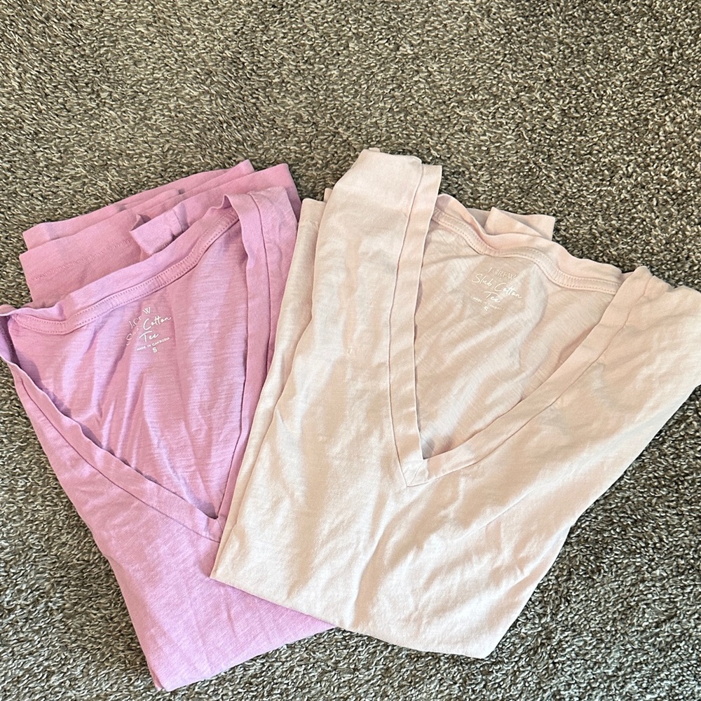 J. Crew V-Neck Short Sleeve Tees - Lavender and Blush